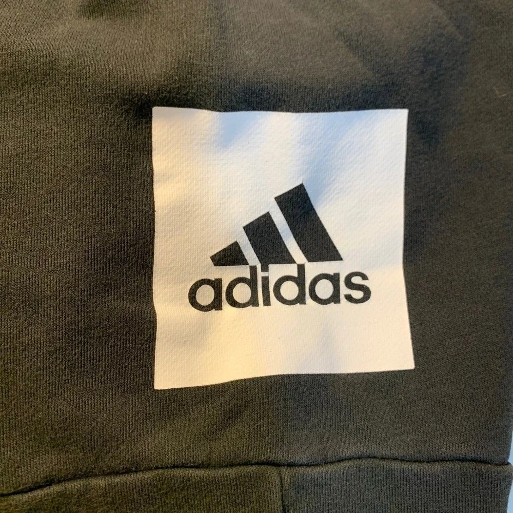 Adidas Joggers Small Black Fleece Tapered Sweatpants‎ Logo Patch Mens